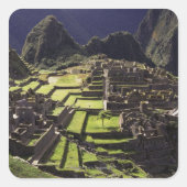 Machu Picchu, Peru Quadratischer Aufkleber (Vorderseite)