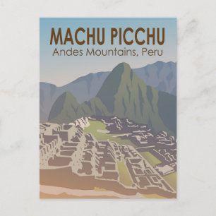 Machu Picchu Peru Reise Kunst Vintage Postkarte