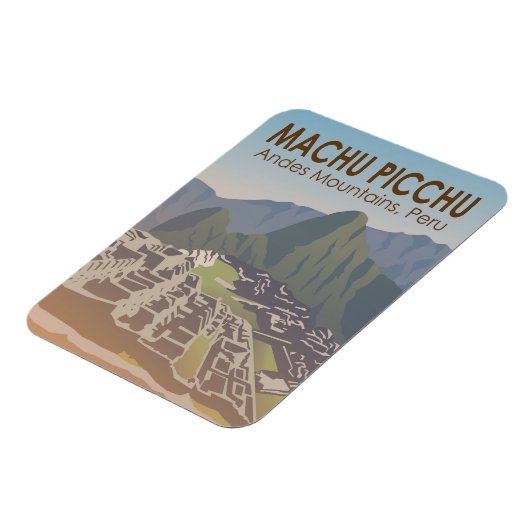 Machu Picchu Peru Reisekunst Vintag Magnet (Linke Seite)