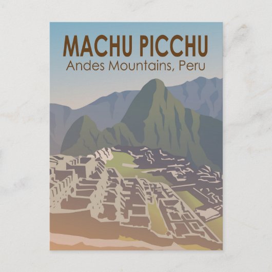 Machu Picchu Peru Reisekunst Vintag Postkarte (Vorderseite)