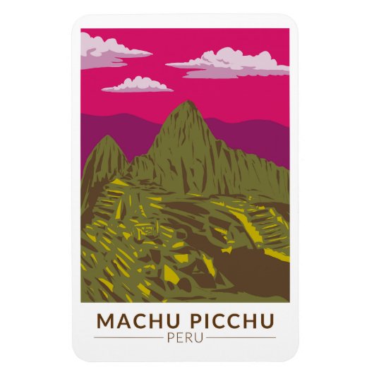 Machu Picchu Peru Reisen Art Retro Magnet (Vertikal)