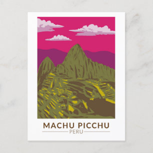 Machu Picchu Peru Reisen Art Retro Postkarte