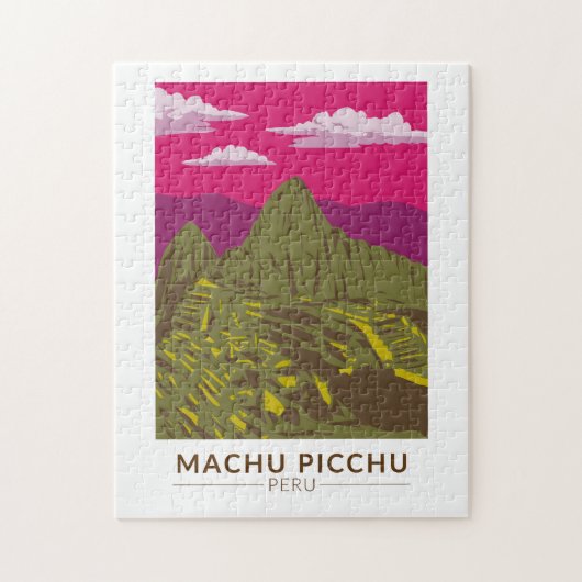 Machu Picchu Peru Reisen Art Retro Puzzle (Vertikal)
