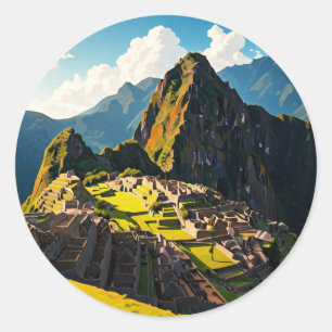 Machu Picchu Peru ReiseSouvenir Runder Aufkleber