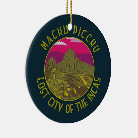 Machu Picchu Peru Retro Distressed Circle Keramik Ornament (Rechts)