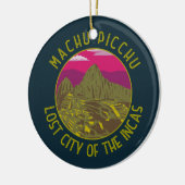 Machu Picchu Peru Retro Distressed Circle Keramik Ornament (Links)