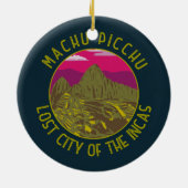 Machu Picchu Peru Retro Distressed Circle Keramik Ornament (Hinten)
