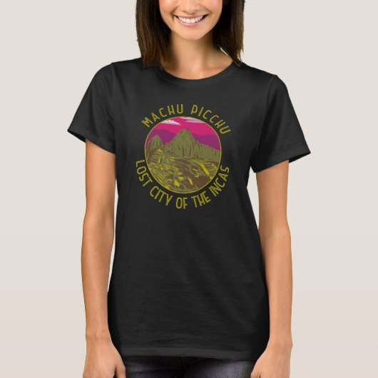 Machu Picchu Peru Retro Distressed Circle T-Shirt (Vorderseite)