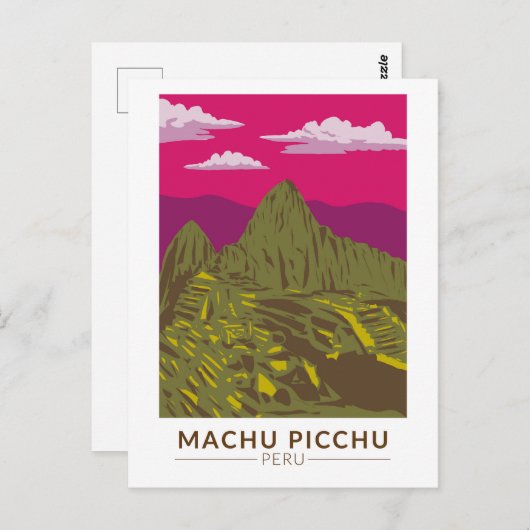 Machu Picchu Peru Travel Art Retro Postkarte (Vorne/Hinten)