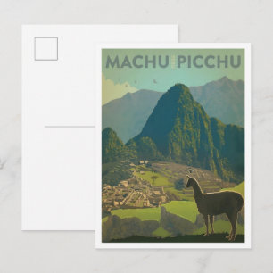 Machu Picchu Peru Vintage Reise Kunst Postkarte