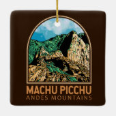 Machu Picchu Peru Vintages Emblem Keramikornament (Rückseite)