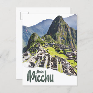 Machu Picchu Peru Wasserfarbenmalerei Reisen Postkarte