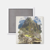Machu Picchu Peru Wasserfarbenwelt Einladung Magnet (Vorderseite/Rückseite)