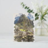 Machu Picchu Peru Wasserfarbenwelt Einladung Postkarte (Stehend Vorderseite)