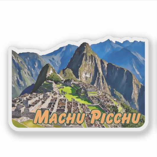 Machu Picchu Peru Watercolor Aufkleber (Vorderseite)