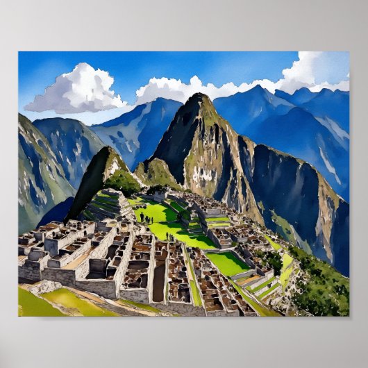 Machu Picchu Peru Watercolor Poster (Vorne)