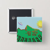 Machu Picchu Peru Zeichnend Button (Vorne & Hinten)
