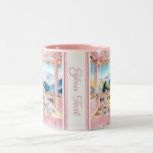 Machu Picchu Pink Wasserfarbenfrühstück Niedlich R Zweifarbige Tasse (Mittel)