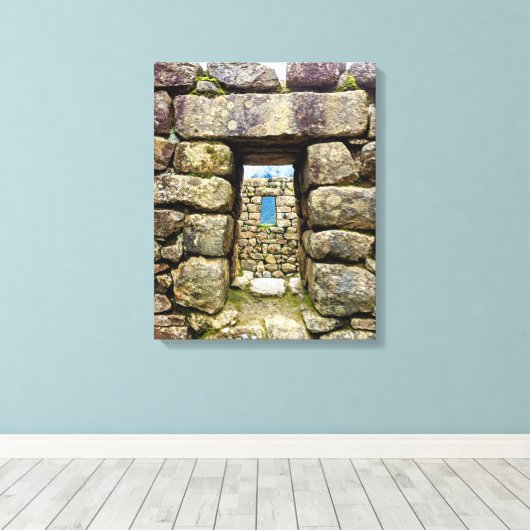 Machu Picchu Portal Stretched Canvas Print Leinwanddruck (Insitu (Holzboden))