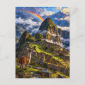 Machu Picchu Regenbogen Postkarte (Vorderseite)