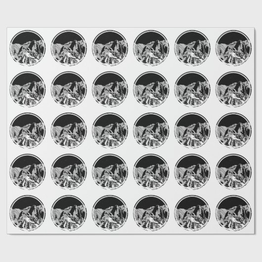 Machu Picchu Schwarzweißlandschaft Geschenkpapier (Flach)