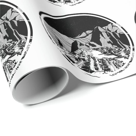 Machu Picchu Schwarzweißlandschaft Geschenkpapier (Rolleneckpunkt)
