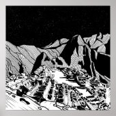 Machu Picchu Schwarzweißlandschaft Poster (Vorne)