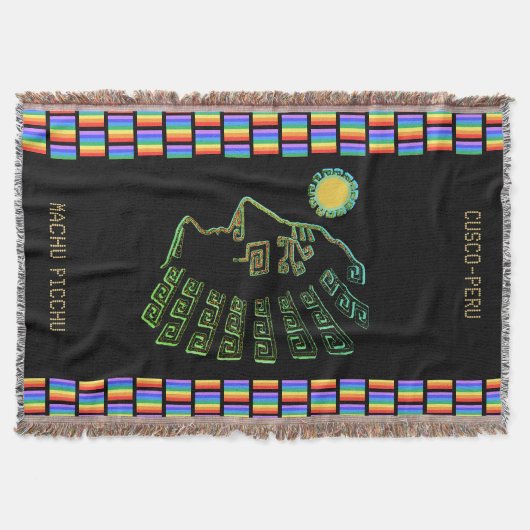 Machu_Picchu Silhouette & Regenbogenfarben Decke (Vorderseite)