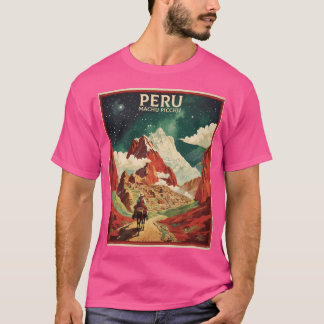 Machu Picchu Starry Night Peru Vintage Poster Tour T-Shirt