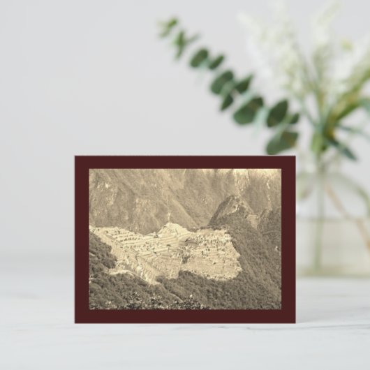 Machu Picchu Vintage Postkarte (Stehend Vorderseite)