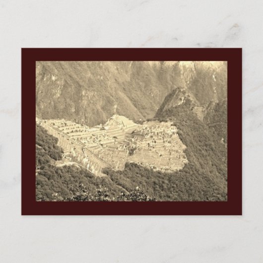 Machu Picchu Vintage Postkarte (Vorderseite)