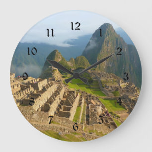 Machu Picchu wall clock with black numbers Große Wanduhr