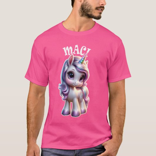 Maci Niedlich Unicorn Design für Mädchen Name Maci T-Shirt (Vorderseite)