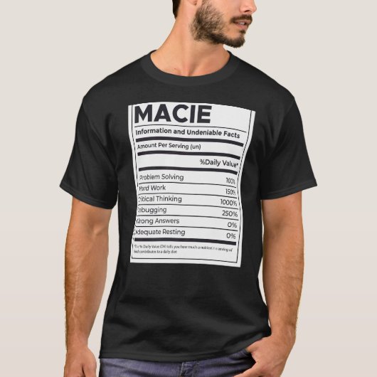Macie Nutrition Information Problem lösen hartes W T-Shirt (Vorderseite)