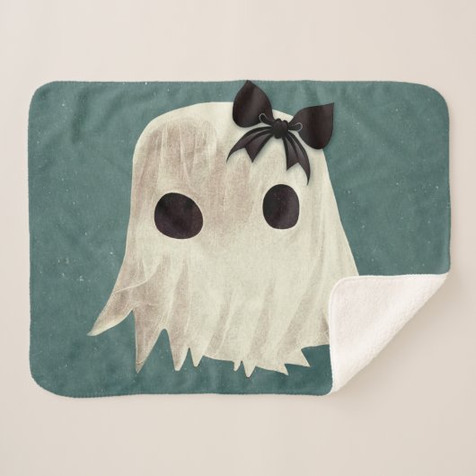 Macie The Friendly Ghost: Niedliche Halloween Art Sherpadecke (Vorderseite (Horizontal))
