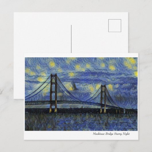 Macinac Bridge Starry Night Postkarte (Vorne/Hinten)