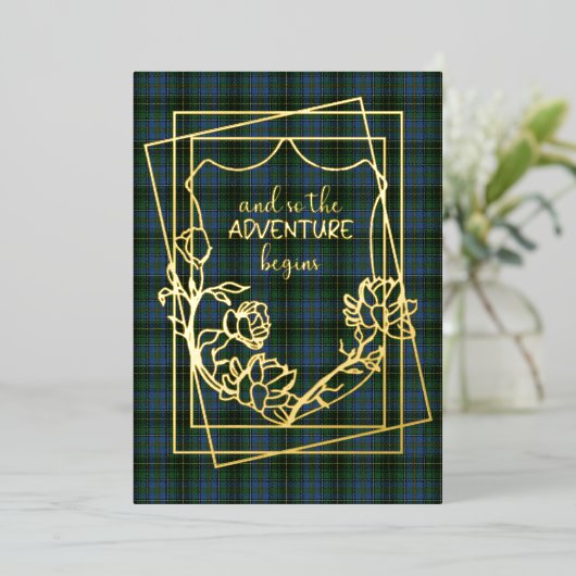 MacInnis Tartan Kariert Wedding Folieneinladung (Stehend vorne)