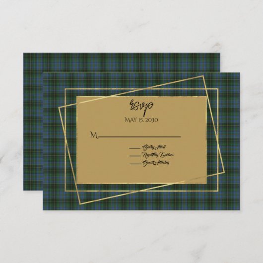 MacInnis Tartan Kariert Wedding RSVP Karte (Vorne/Hinten)