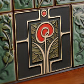 Macintosh Earth-Blume im Dekor des Mitteljahrhunde Fliese