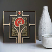 Macintosh Earth-Blume im Dekor des Mitteljahrhunde Fliese