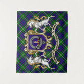 MacIntyre Clan Abzeichen & Unicorns mit Tartan Wandteppich (Vorderseite)
