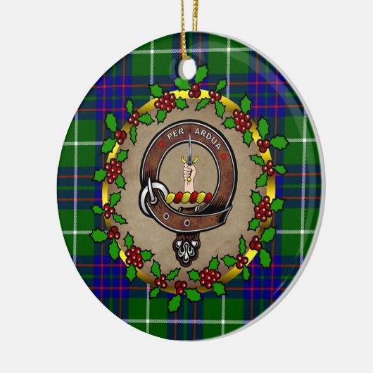 MacIntyre Clan Badge & Tartan Personalized Xmas Keramik Ornament (Links)