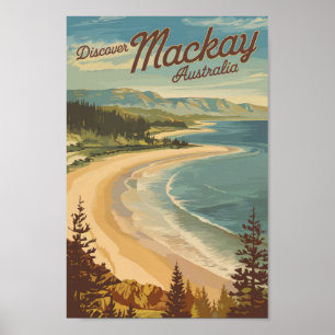 Mackay Australia Illustration Travel Art Vintag Poster