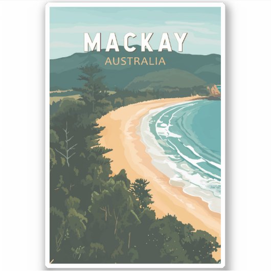 Mackay Australia Reisen Art Vintag Aufkleber (Vorderseite)
