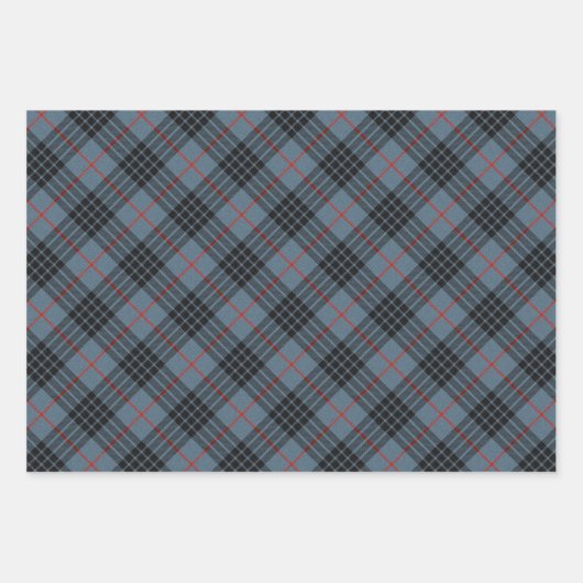 MacKay Blue Tartan Kariertes Muster Geschenkpapier Set (Vorderseite 2)