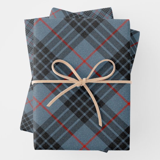 MacKay Blue Tartan Kariertes Muster Geschenkpapier Set (Beispiel)