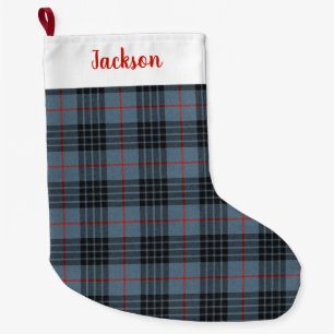 MacKay Blue Tartan Kariertes schottisches Muster Großer Weihnachtsstrumpf