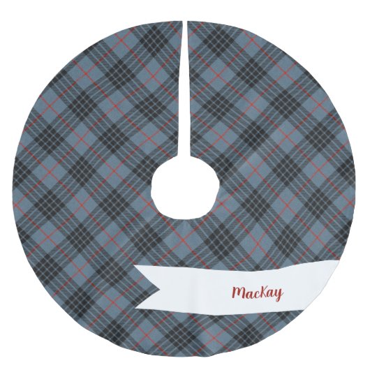 MacKay Blue Tartan Kariertes schottisches Muster Polyester Weihnachtsbaumdecke (Vorderseite)