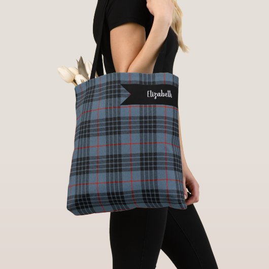 MacKay Blue Tartan Kariertes schottisches Muster Tasche (Von Nahem)