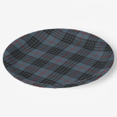 MacKay Blue Tartan Pappteller (Schrägansicht)